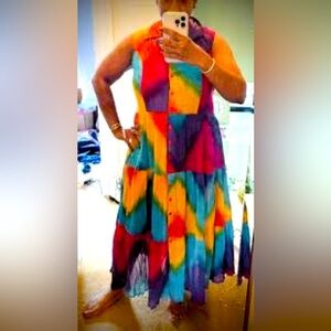 Plus Size Phool Tiered Tie Dye Maxi Dress, 1X